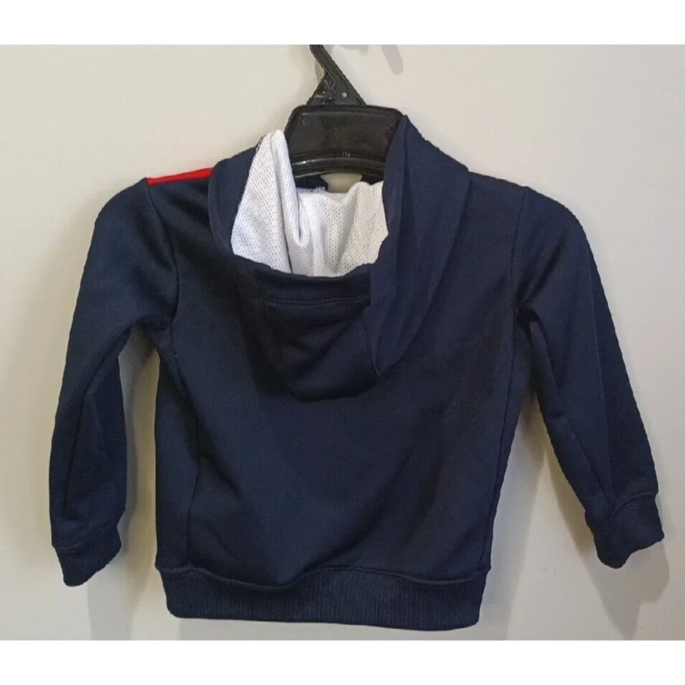 Nike Dri-Fit Boys 24M Blue Red Full Zip Hooded Jacket
